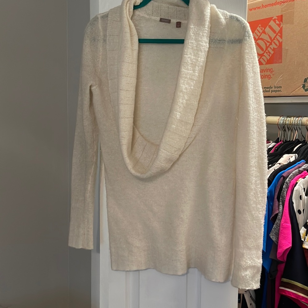 Slightly transparent cowl neck sweater